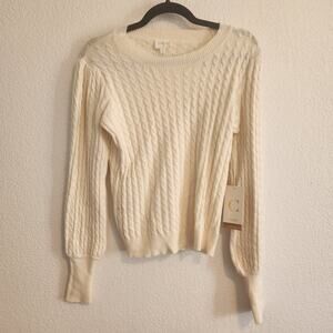 Cyrus‎ Women's Size Small Long Sleeve Knit Cream Sweater NWT